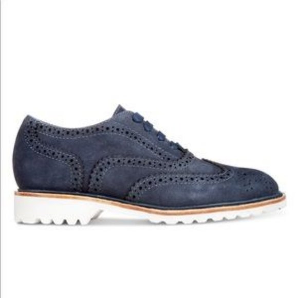Kenneth Cole Wing Tip Brogue Nubuck Blue T-Suede Shoe👞